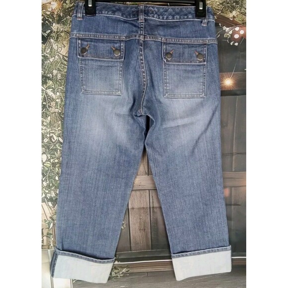 Banana Republic Stretch Capri Pants Size 0 Stretch Blue Jean's Cuffed Hem - Picture 7 of 11